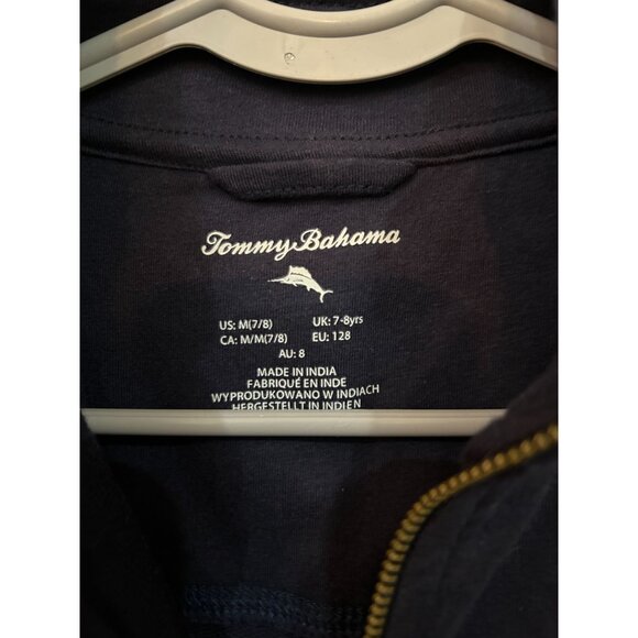 Excellent Used Condition Tommy Bahama Navy Youth Half-Zip Pullover Sweatshirt M - Picture 2 of 3